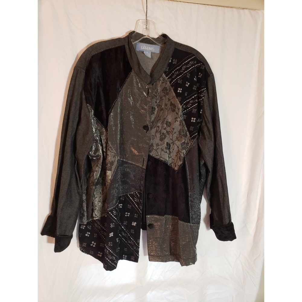 Women's Liz And Me Black And Silver Sparkle Jacket Size 1X